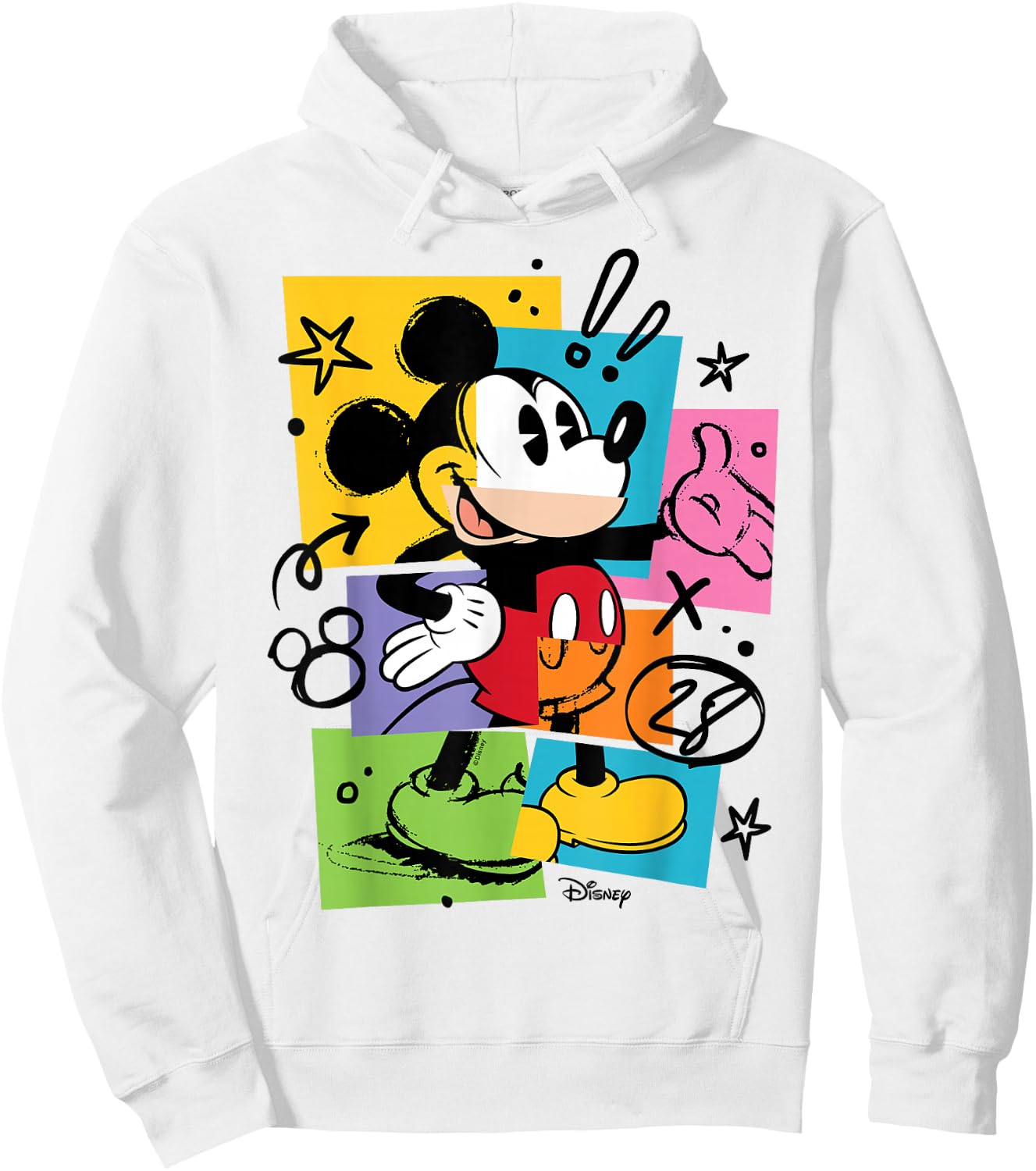 Mikey Mouse - Sketch Colorful Blocks Doodles Hoodie - Hoodie | White