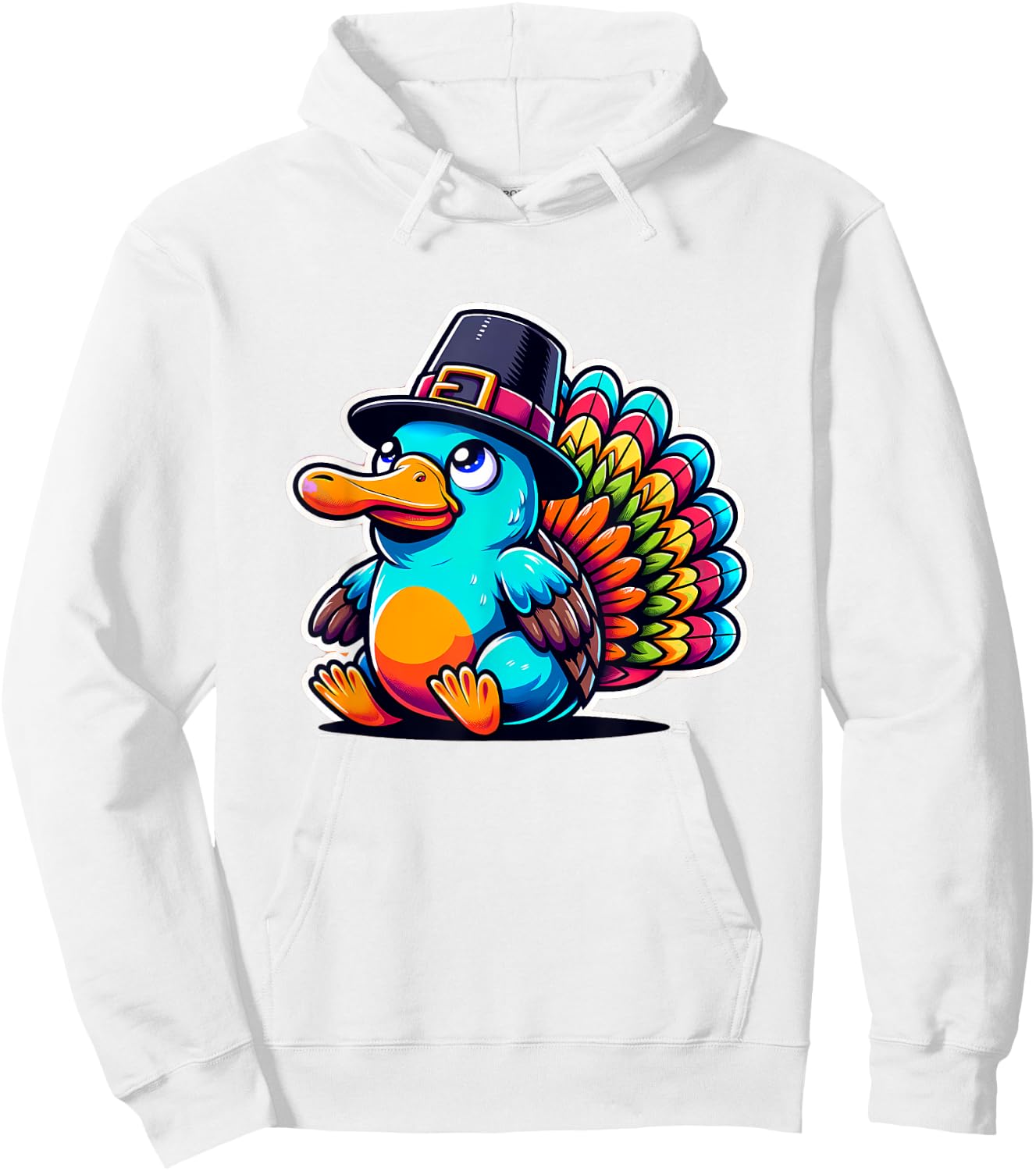 Humor Thanksgiving Turkey Platypus Hoodie - Hoodie | White