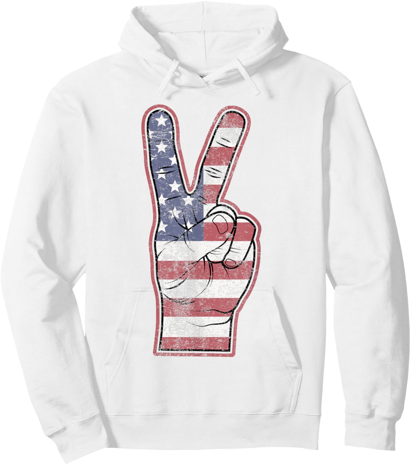 Peace Fingers 4th of July American Flag Men Boys Toddler kid Hoodie - Hoodie | White