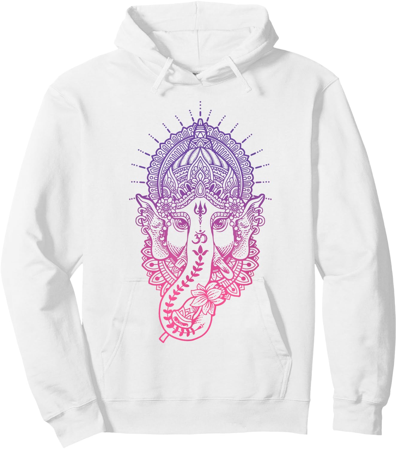 Ganesh Symbol Yoga Hindu Elephant Men Women Meditation Hoodie - Hoodie | White