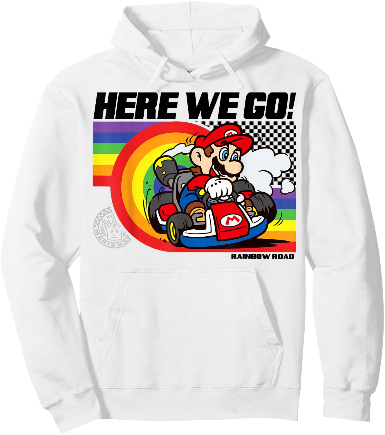 Mario Kart Pride Rainbow Road Here We Go Nintendo Icon Hoodie - Hoodie | White
