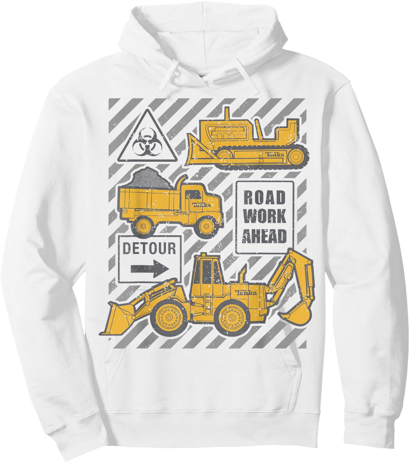 Tonka Trucks Road Work Ahead Construction Sign Logo Hoodie - Hoodie | White