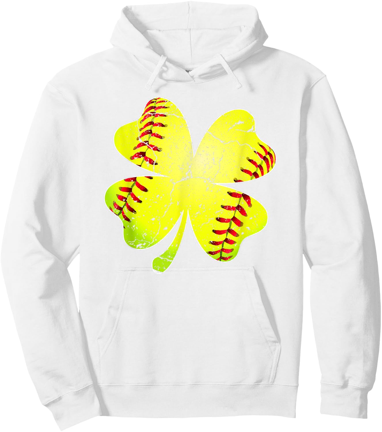 Funny Softball Shamrock St Patricks Day Softball Lover Hoodie - Hoodie | White