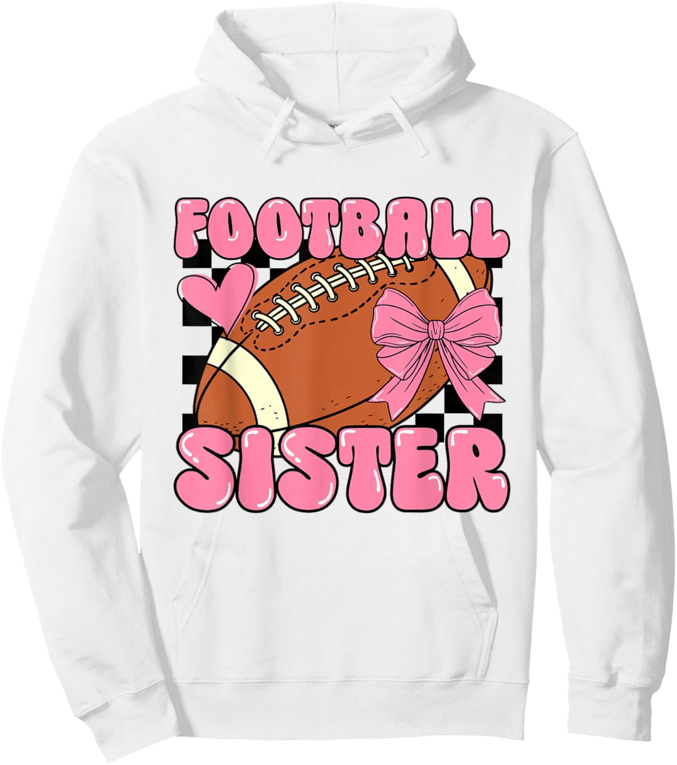 Cheer Football Sister Cute Football Coquette Bow Women Girls Hoodie - Hoodie | White