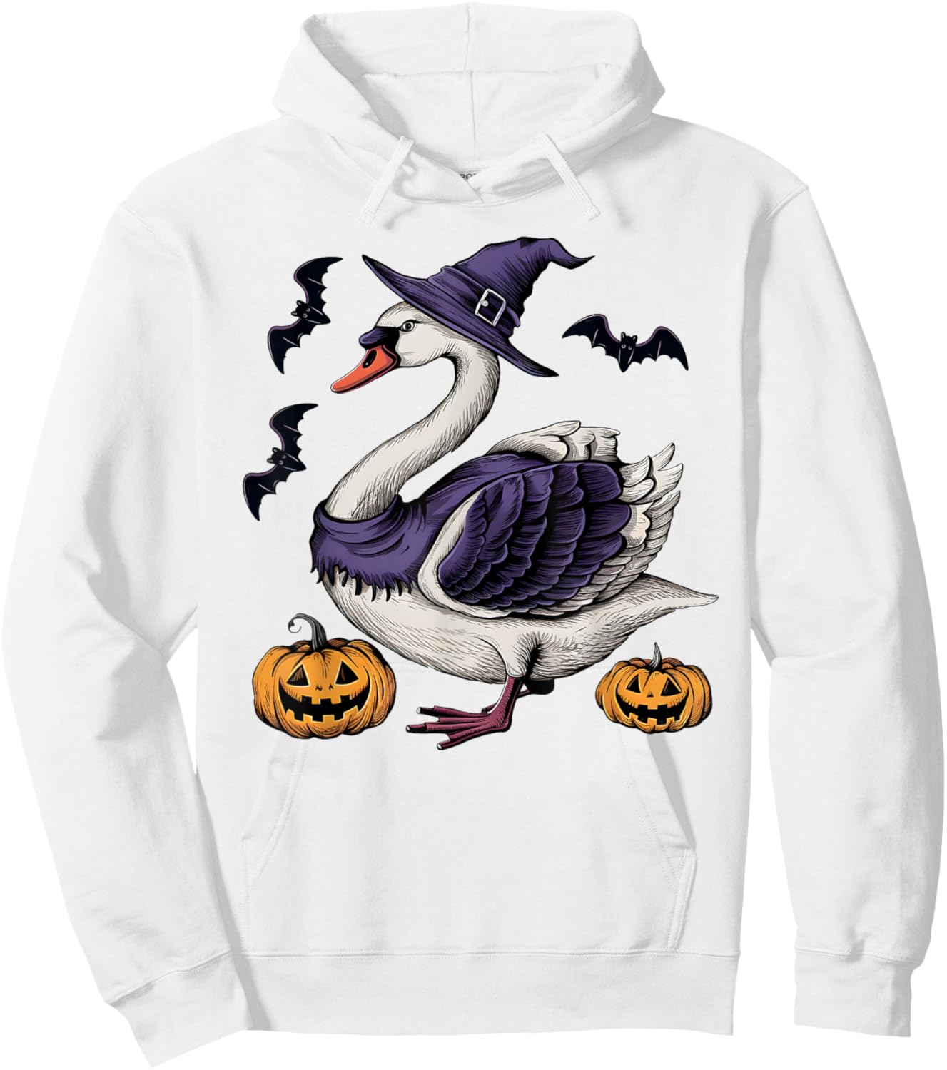 Funny Swan Bird Halloween Costume Scary Pumpkin Bat Witch Hoodie - Hoodie | White