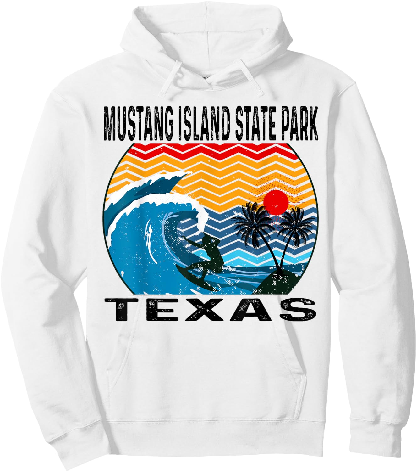Mustang Island State Park Texas Surfing Surfboard Hoodie - Hoodie | White