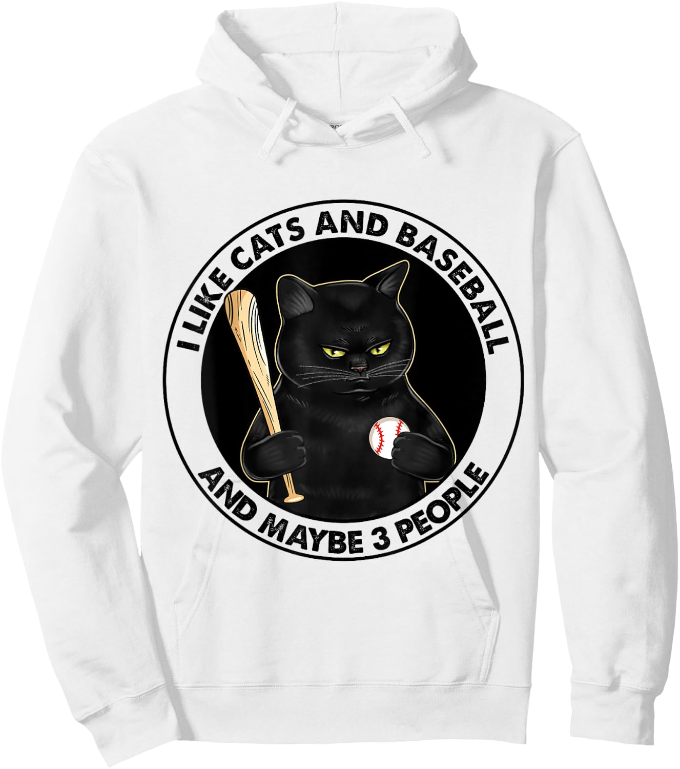 I Like Cats And Baseball Hoodie - Hoodie | White