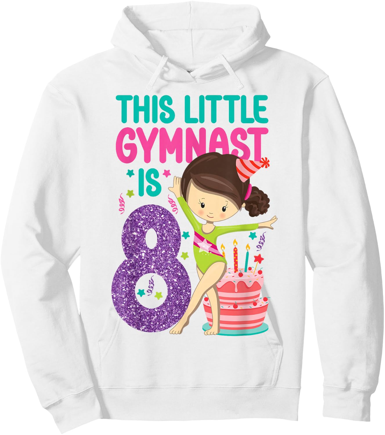 Gymnastics 8th Birthday This Little Gymnast Is 8 Hoodie - Hoodie | White