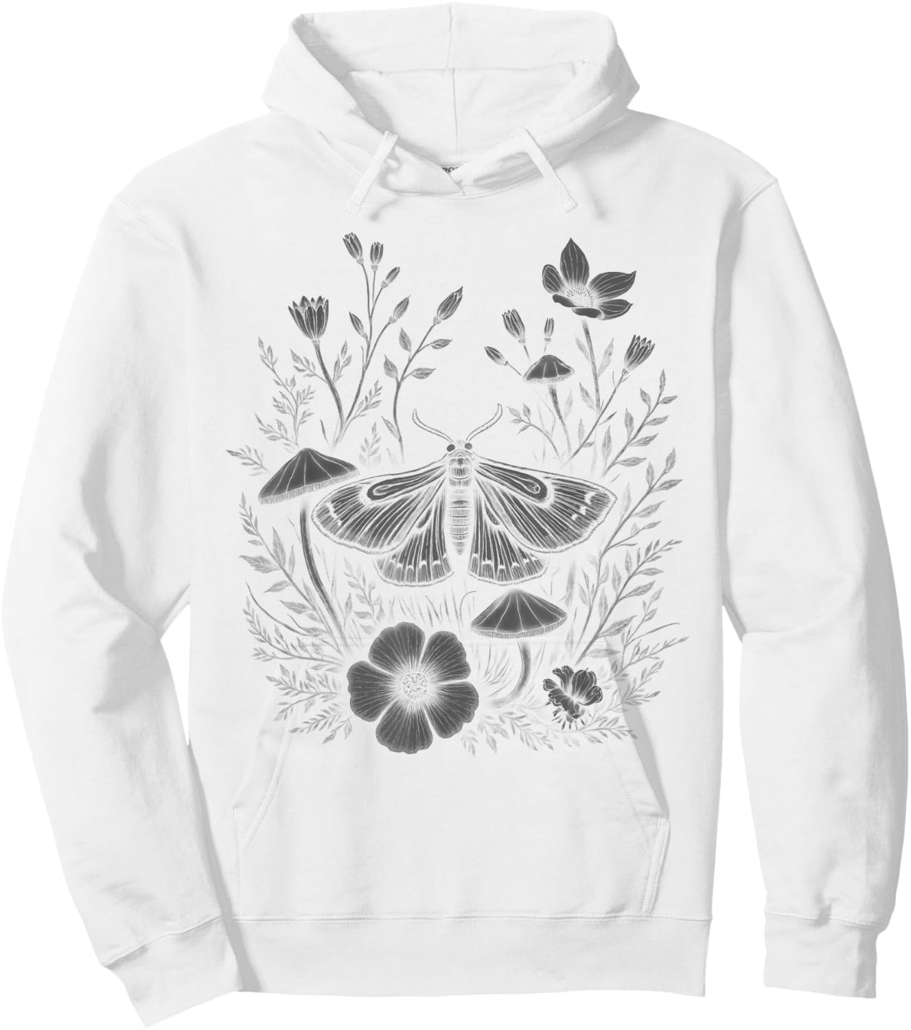 Cute Fairycore Floral Moth Aesthetic Women Girls Hoodie - Hoodie | White