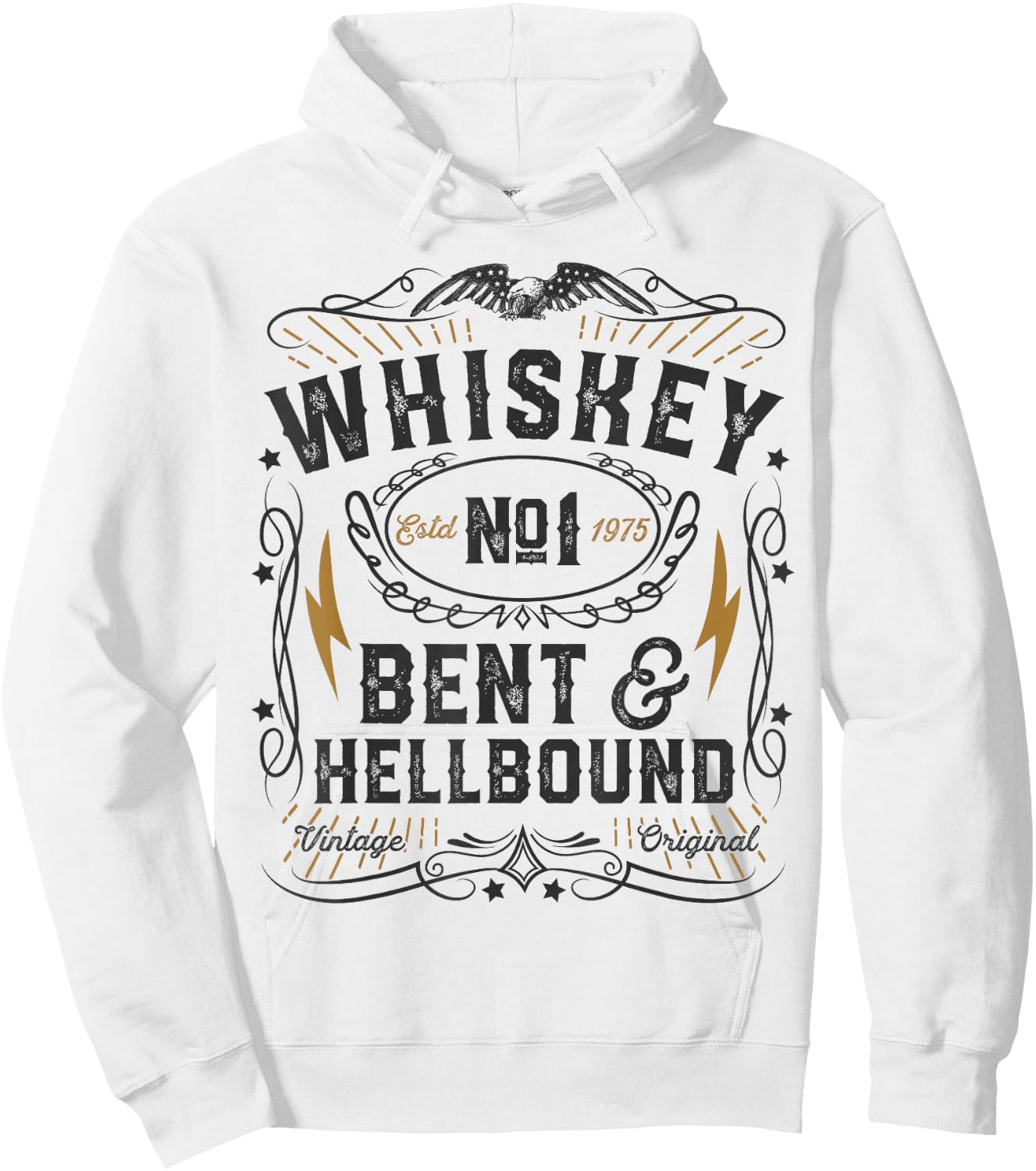 Whiskey Bent and Hellbound Country Music Biker Bourbon Gift Hoodie - Hoodie | White