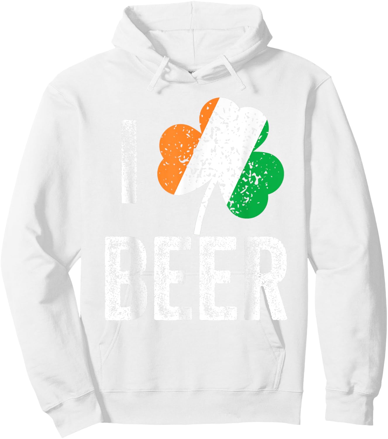 Drinking Saint Patricks Day Irish Flag Shamrock I Love Beer Hoodie - Hoodie | White
