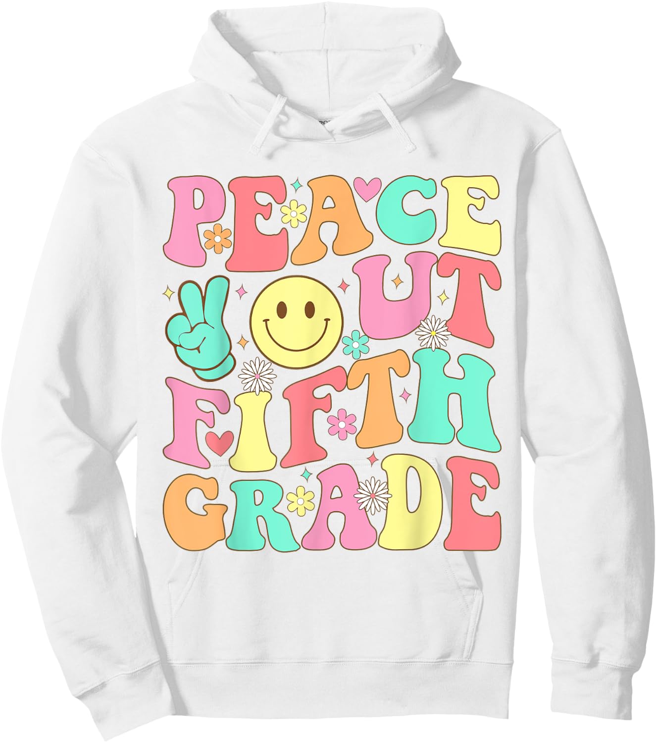 Peace Out Fifth Grade Groovy 5th Grade Last day of school Hoodie - Hoodie | White