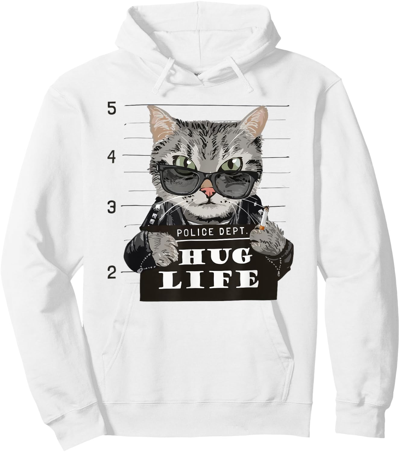 Hug-Life Funny Cat Kitten Kitty Thug Gangster Police Dept Men Women Kids Hoodie - Hoodie | White