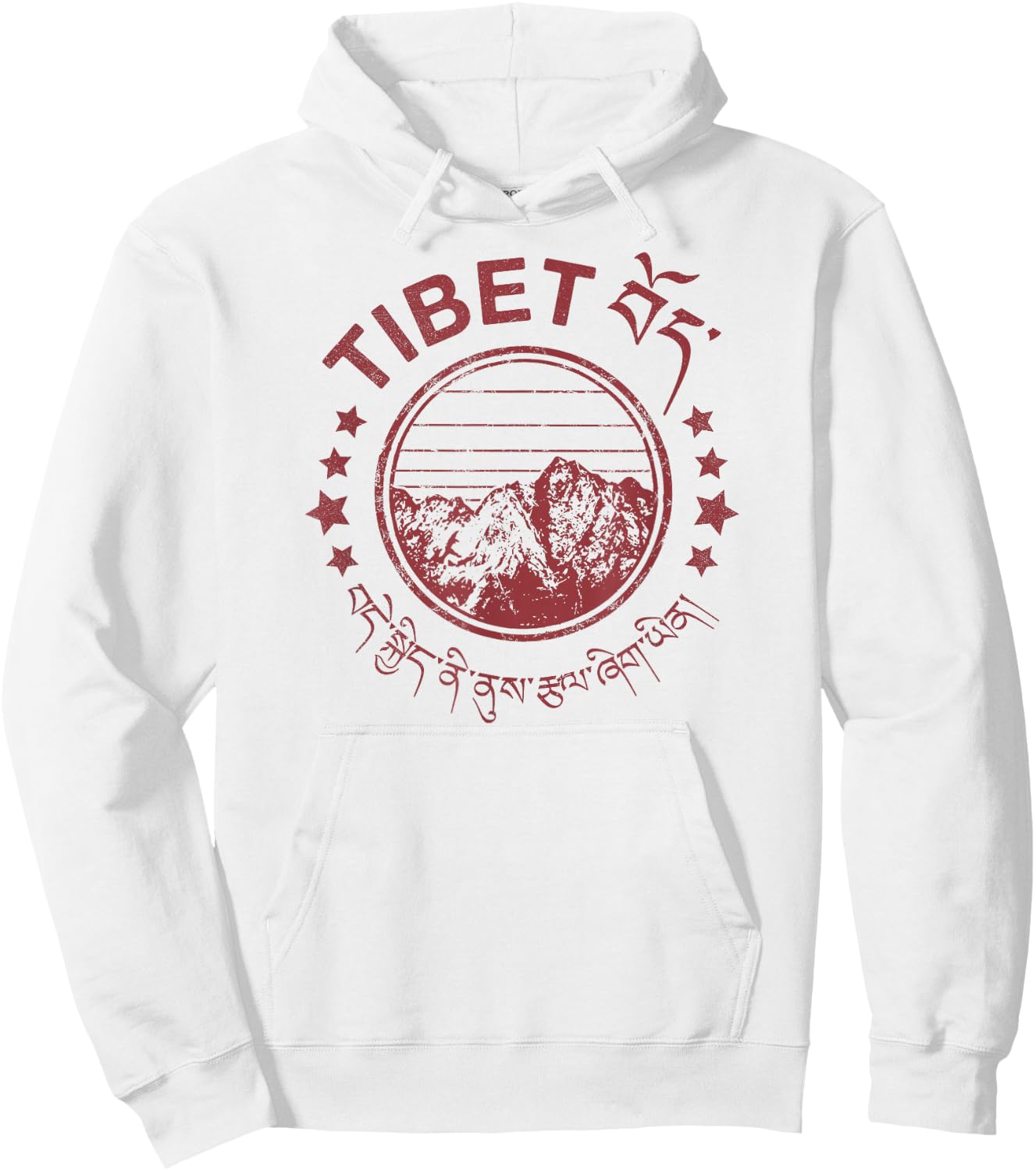 Tibet Vintage Mountains Tibetan Script Hoodie - Hoodie | White
