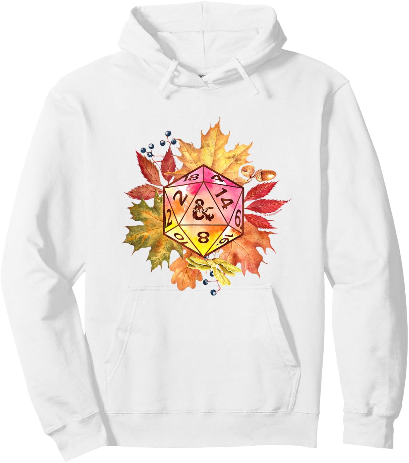 Dungeons & Dragons Autumn Fall Foliage Watercolor Dice Logo Hoodie - Hoodie | White