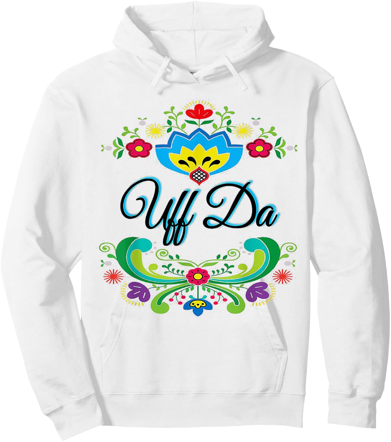Uff Da Flowery Hoodie - Hoodie | White