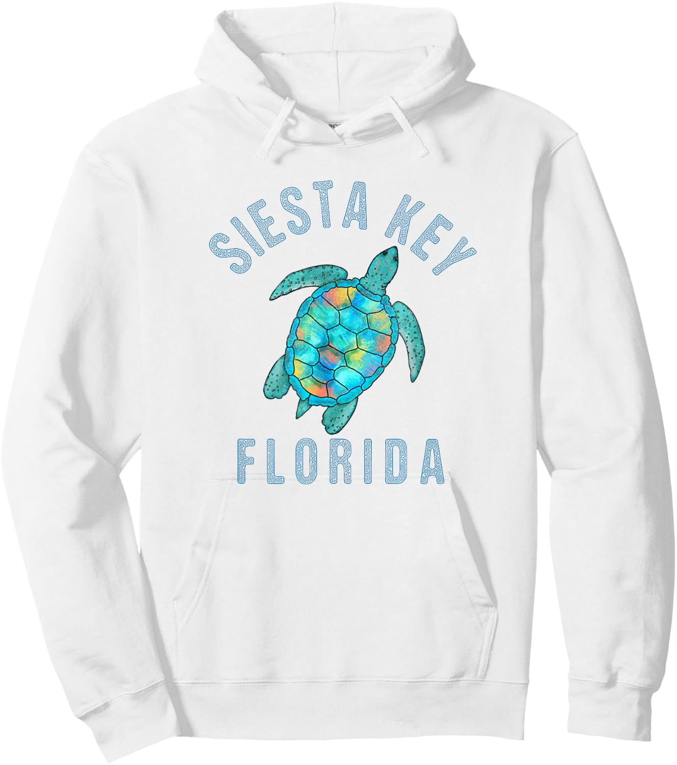 Siesta Key, FL Beach Design / Sea Turtle Illustration Gift Hoodie - Hoodie | White