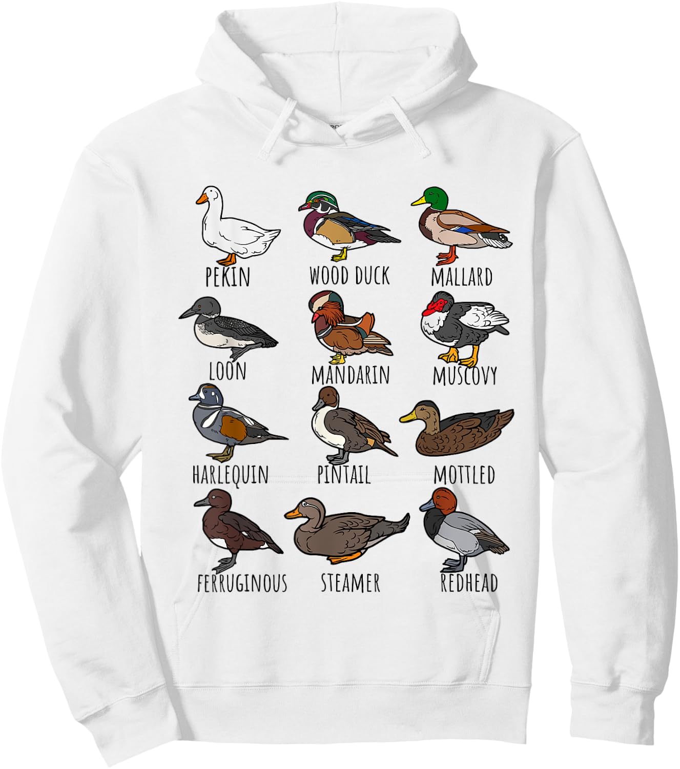 Cute Duck Waterfowl Animal Species Types,Duck Wildlife Lover Hoodie - Hoodie | White