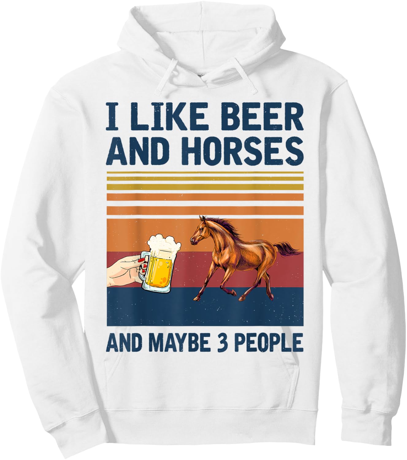 Vintage I Like Beer and Horses maybe 3 people Hoodie - Hoodie | White