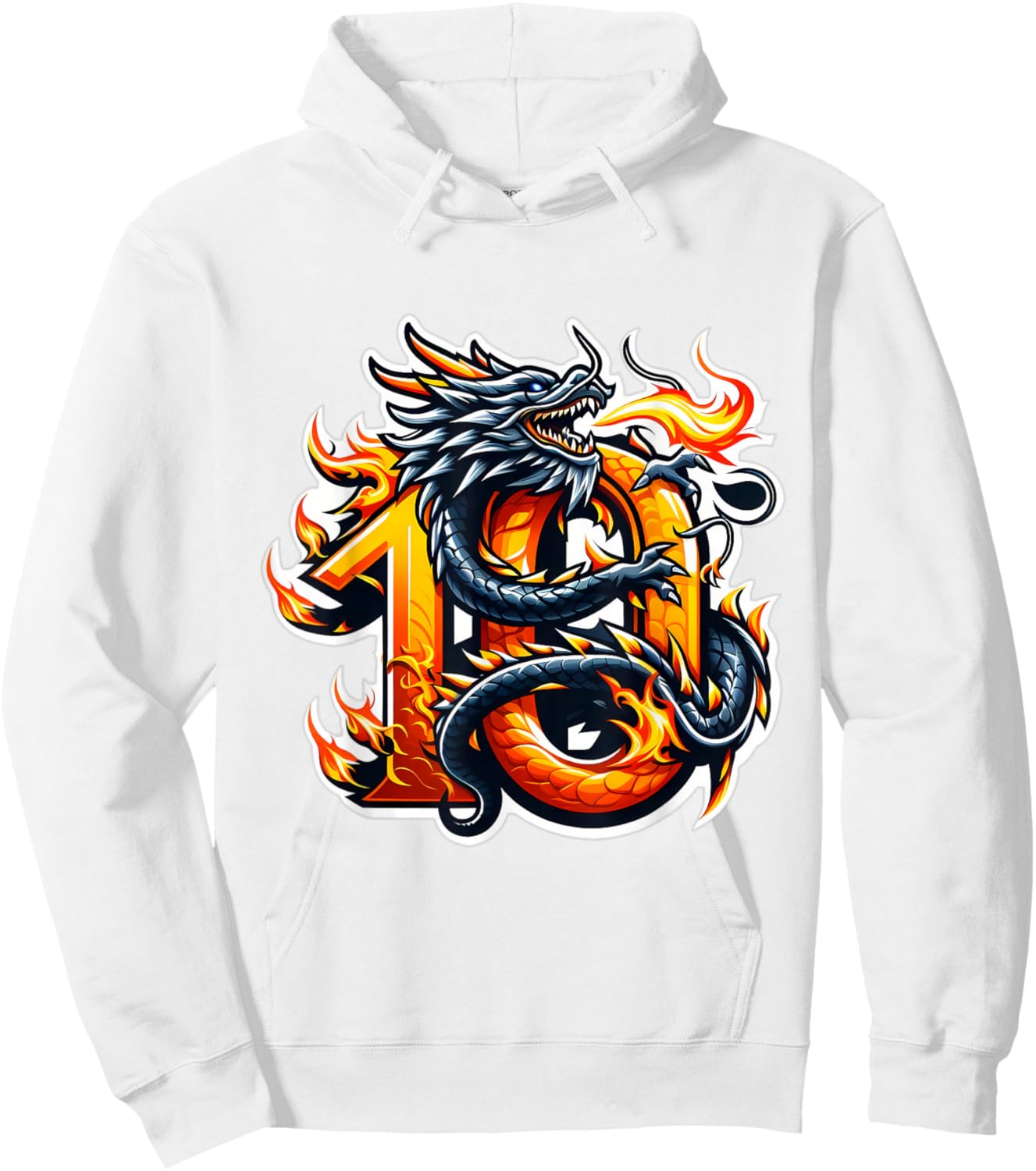 Turning 10 Years Old Dragon Birthday Party 10th Boy, Girl Hoodie - Hoodie | White