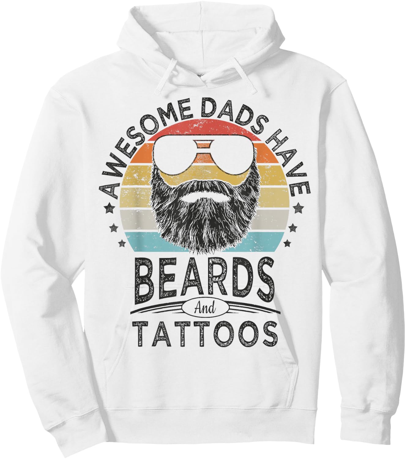 Awesome Dads Have Beards and Tattoos | Funny bearded dad Hoodie - Hoodie | White