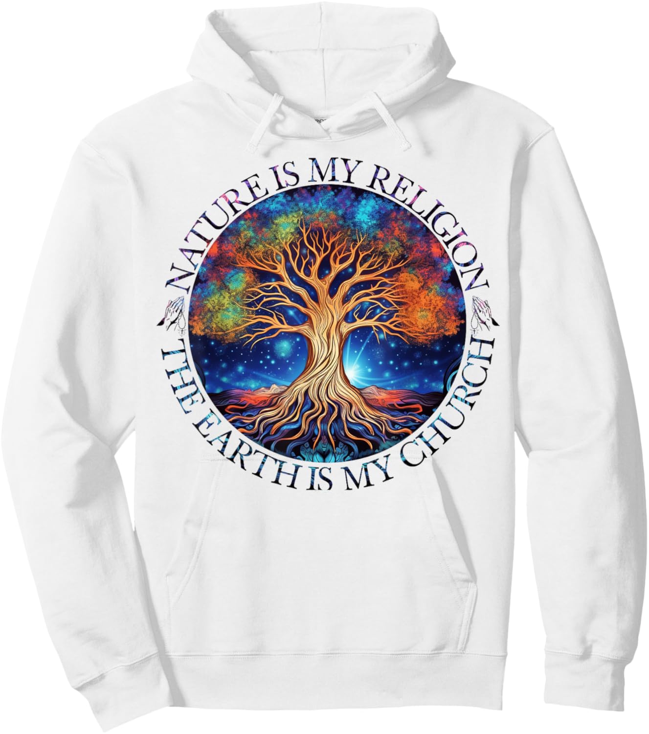 Nature Is My Religion The Earth Is My Church Mandala Tree Hoodie - Hoodie | White