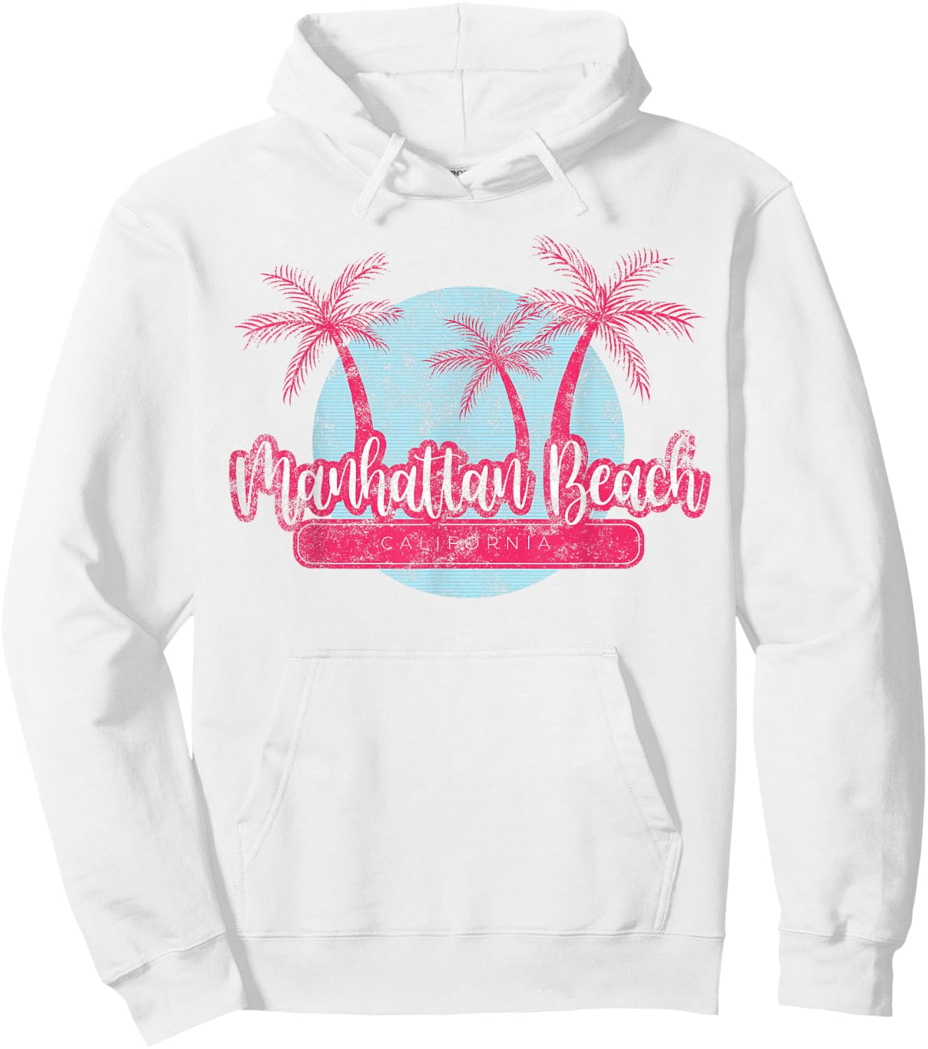Manhattan Beach California Retro Palm Tree Vintage Surf Hoodie - Hoodie | White