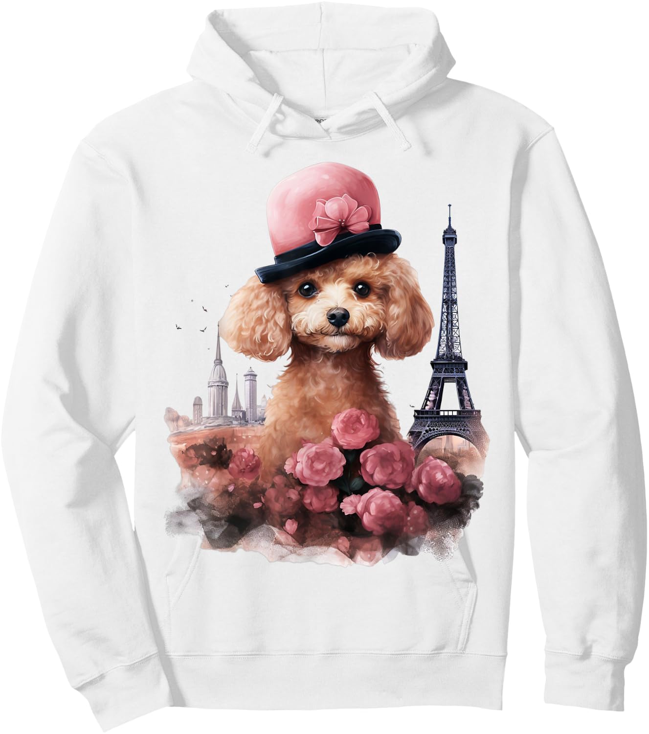 Cute French Paris Eiffel Tower Toy Poodle Parisian Poodles Hoodie - Hoodie | White