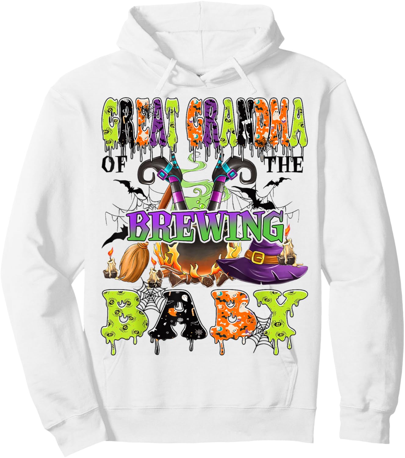 Great Grandma Of The Brewing Baby Halloween Baby Shower Hoodie - Hoodie | White