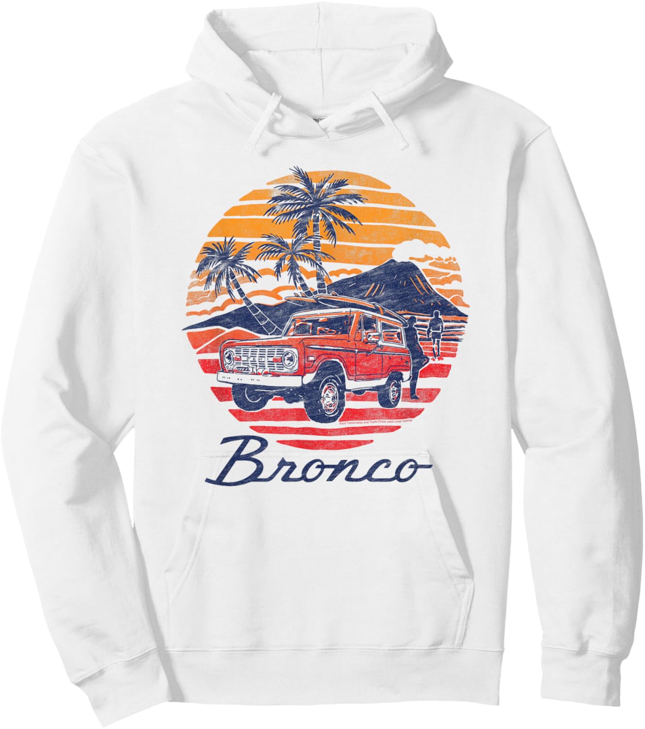 Ford - Bronco Retro Tropical Beach Sunset Men Women Kids Hoodie - Hoodie | White
