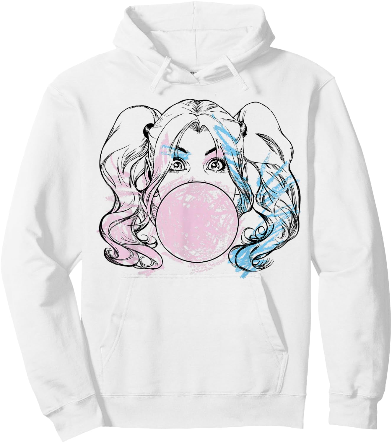 DC Comics Batman Harley Quinn Crayon Outline Small Hoodie - Hoodie | White