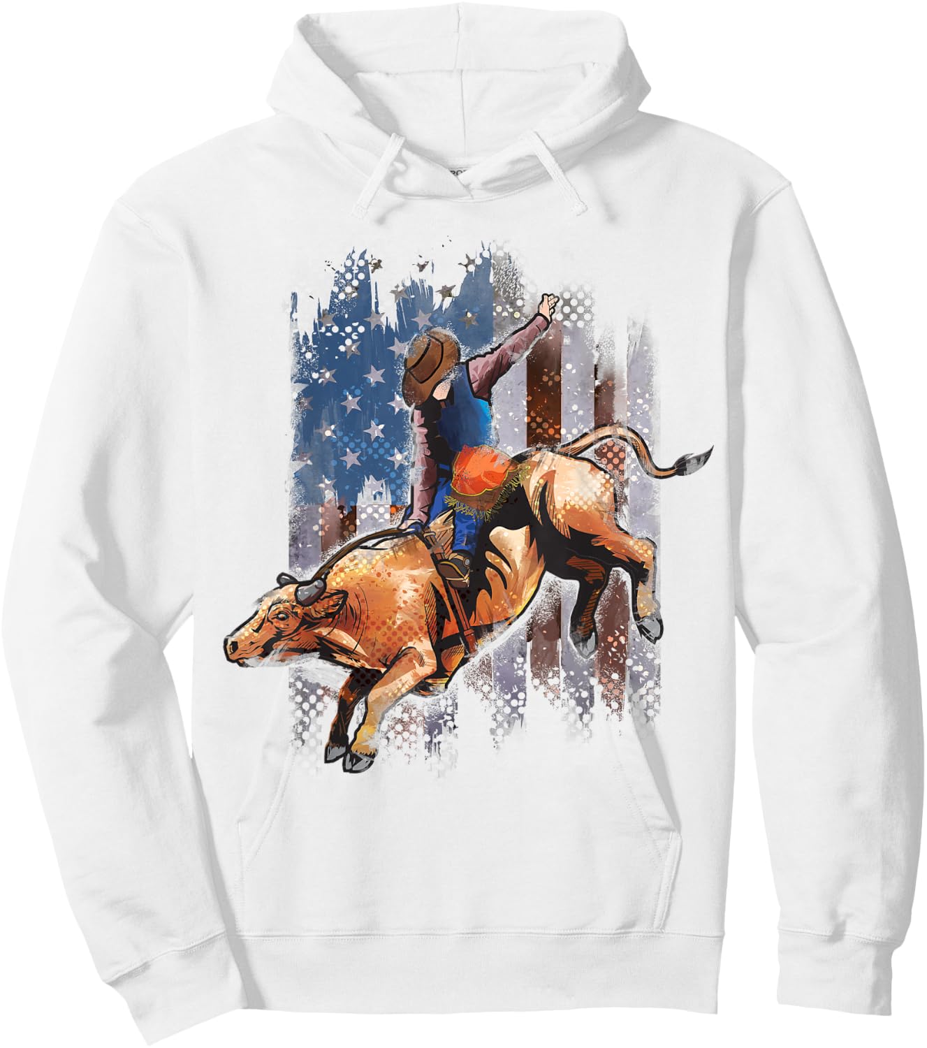 Rodeo Bull Riding American Flag Shirt Cowboy Bull Rider Hoodie - Hoodie | White