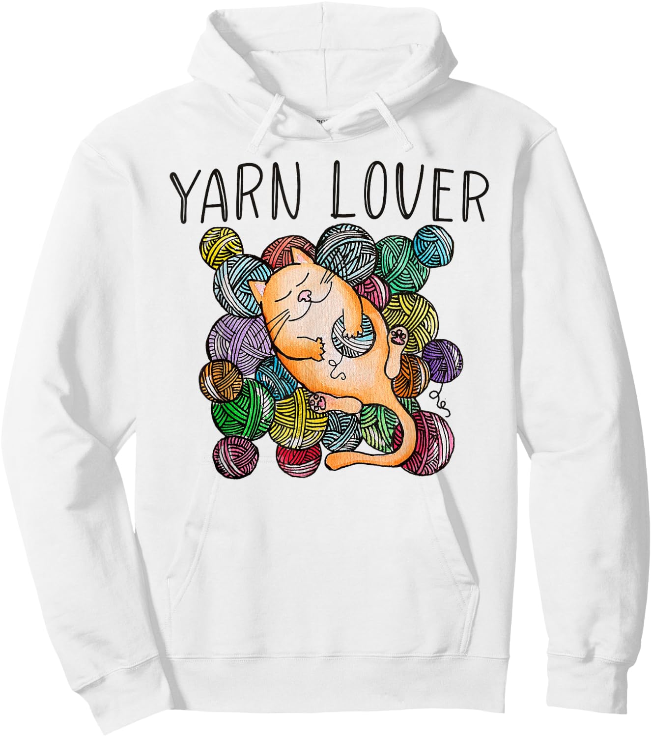 Adorable Knitting and Crochet Happy Cat Yarn Lovers Hoodie - Hoodie | White