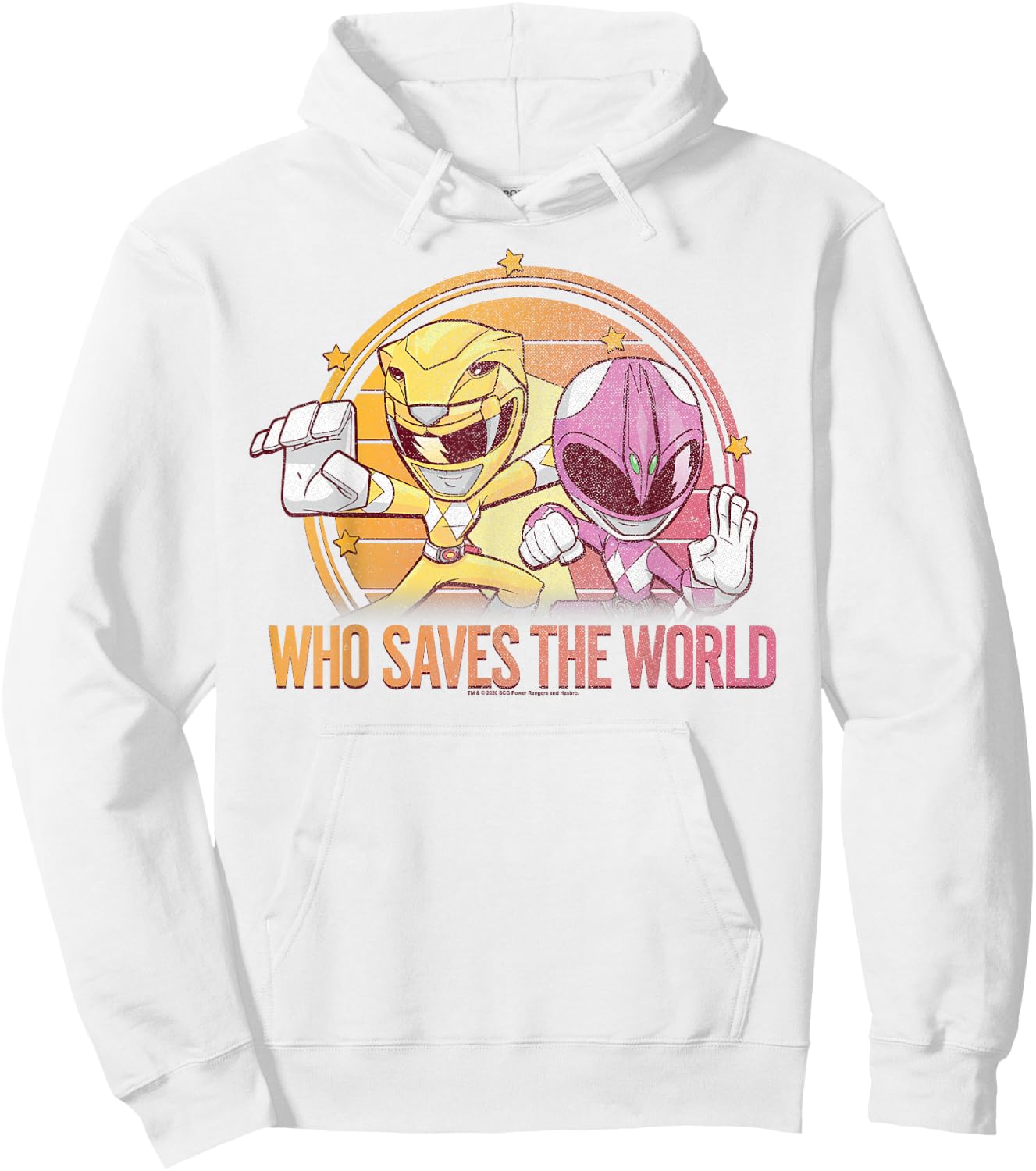Power Rangers Pink & Yellow Ranger Who Saves The World Hoodie - Hoodie | White