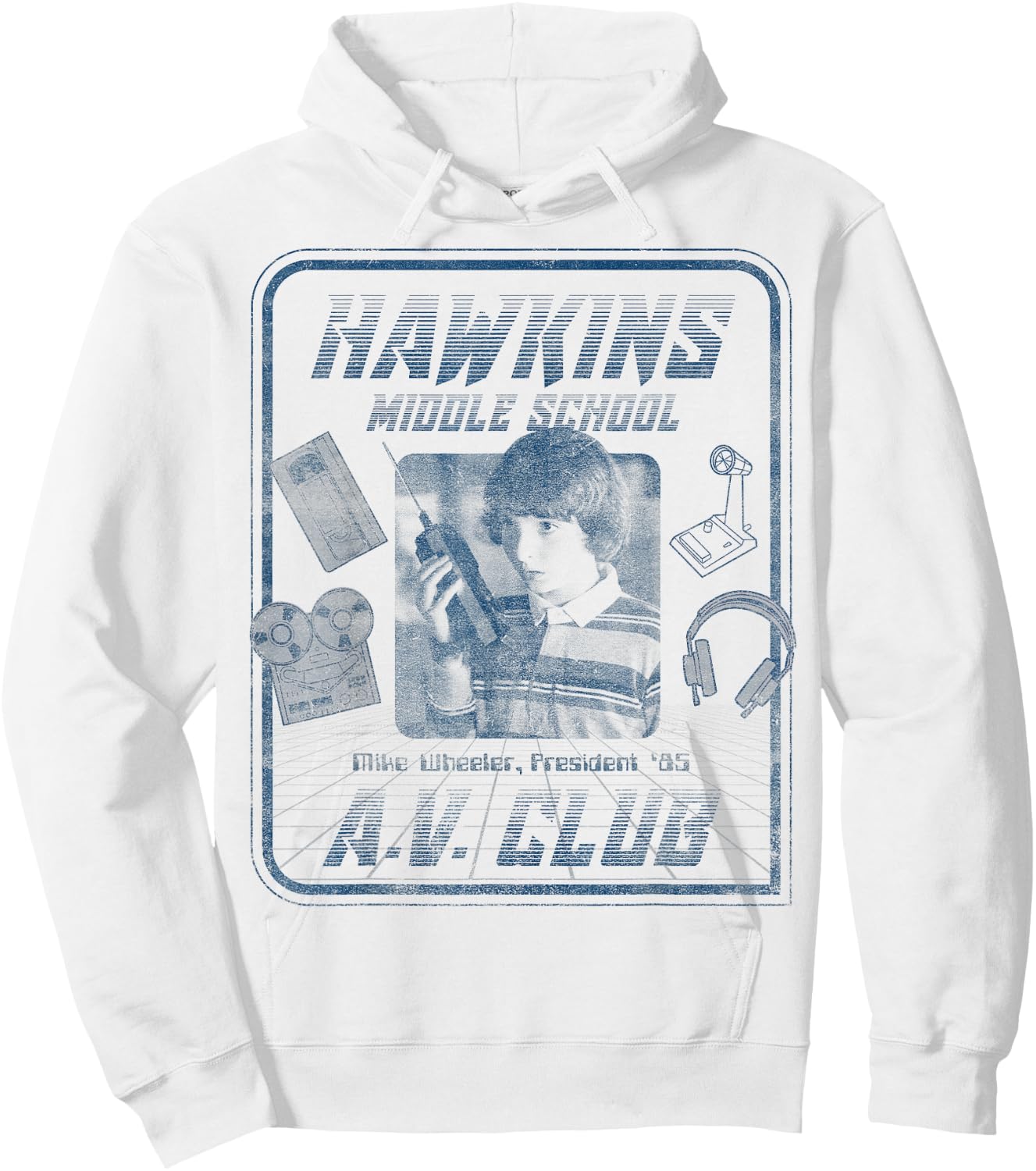 Netflix Stranger Things Mike Wheeler Hawkins A.V. Club Hoodie - Hoodie | White