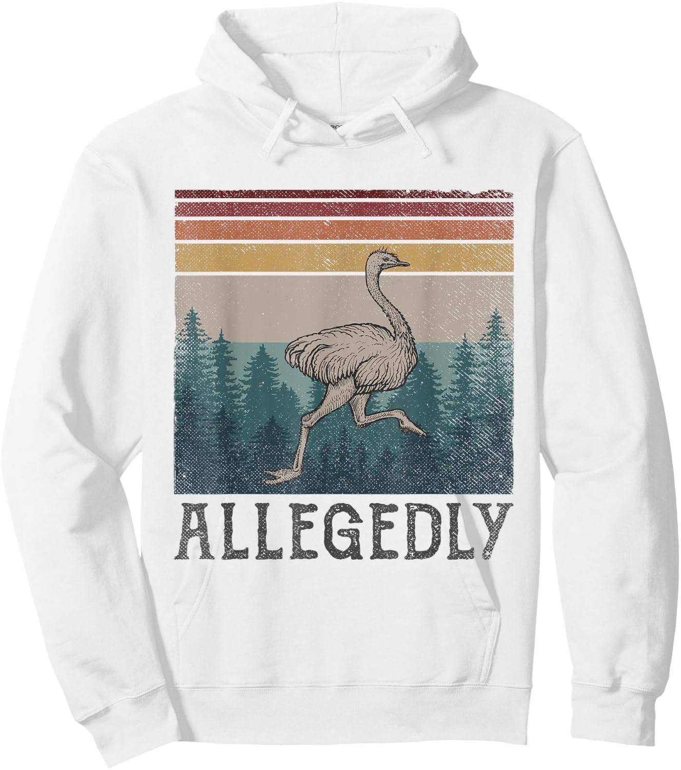 Allegedly Ostrich Vintage Retro Funny Bird Lover Hoodie - Hoodie | White