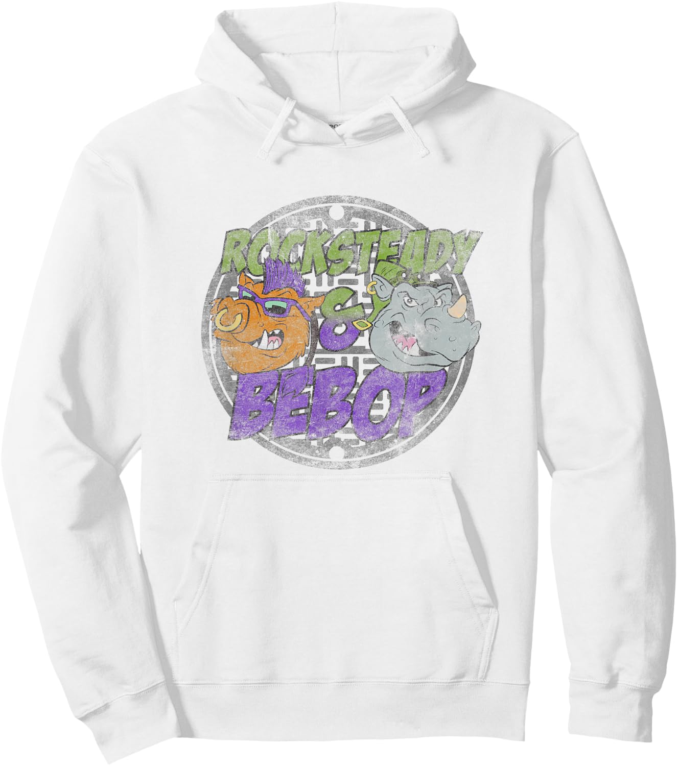 Teenage Mutant Ninja Turtles Rocksteady & Bebop Distressed Hoodie - Hoodie | White