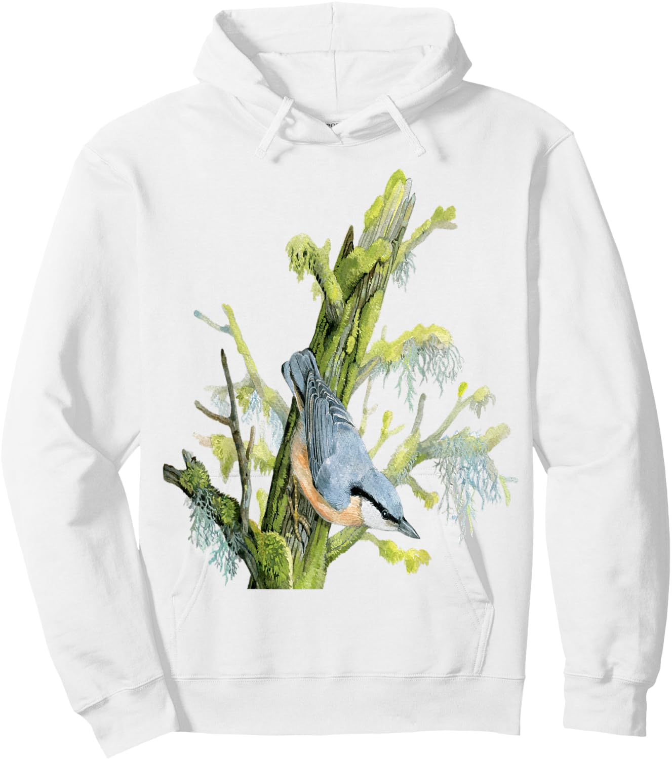 Nuthatch On Tree - Animal Lovers Bird Design Hoodie - Hoodie | White