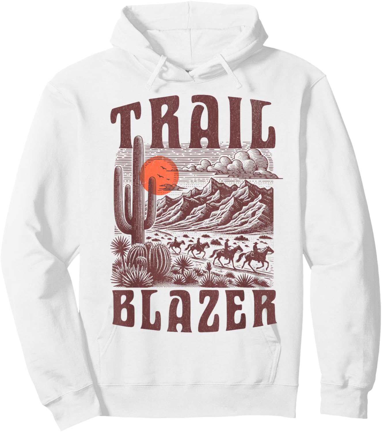Vintage Western Neutral Horse Cowboy Cowgirl Trail Blazer Hoodie - Hoodie | White
