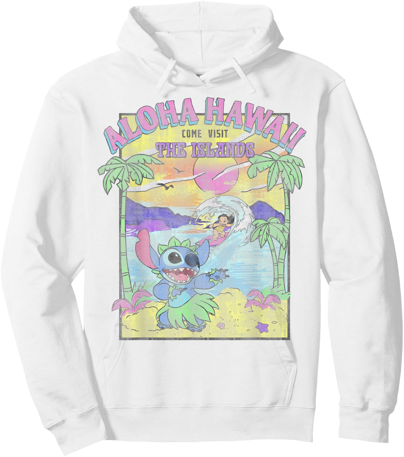 Disney Lilo & Stitch Aloha Hawaii Come Visit The Islands Hoodie - Hoodie | White