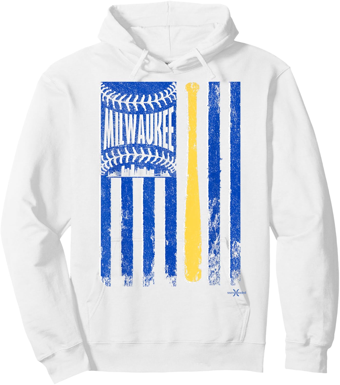 Classic Milwaukee Baseball Flag | Patriotic Baseball Women Kids Men Hoodie - Hoodie | White