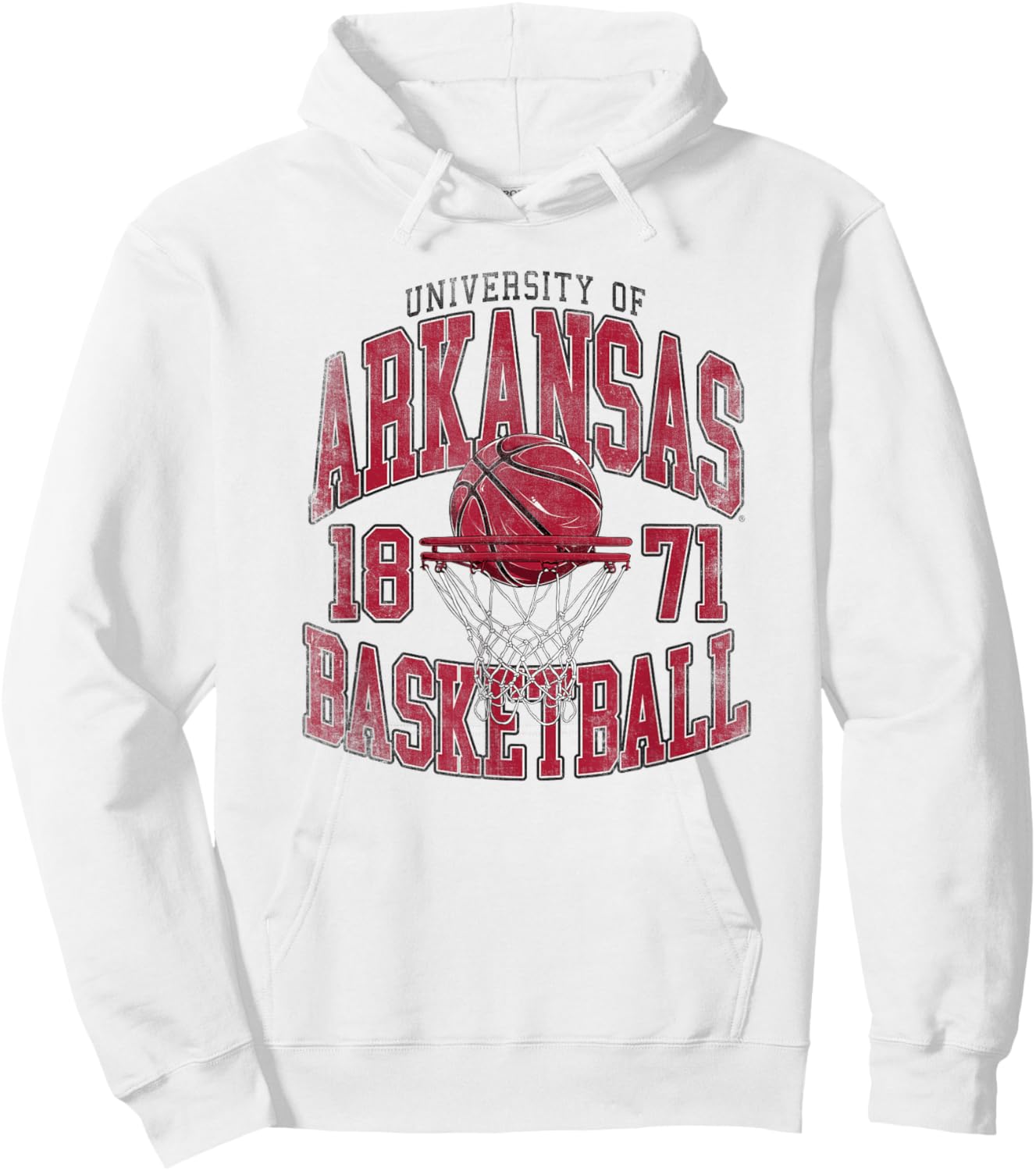 University of Arkansas Razorbacks Collegiate Basketball Hoop Hoodie - Hoodie | White