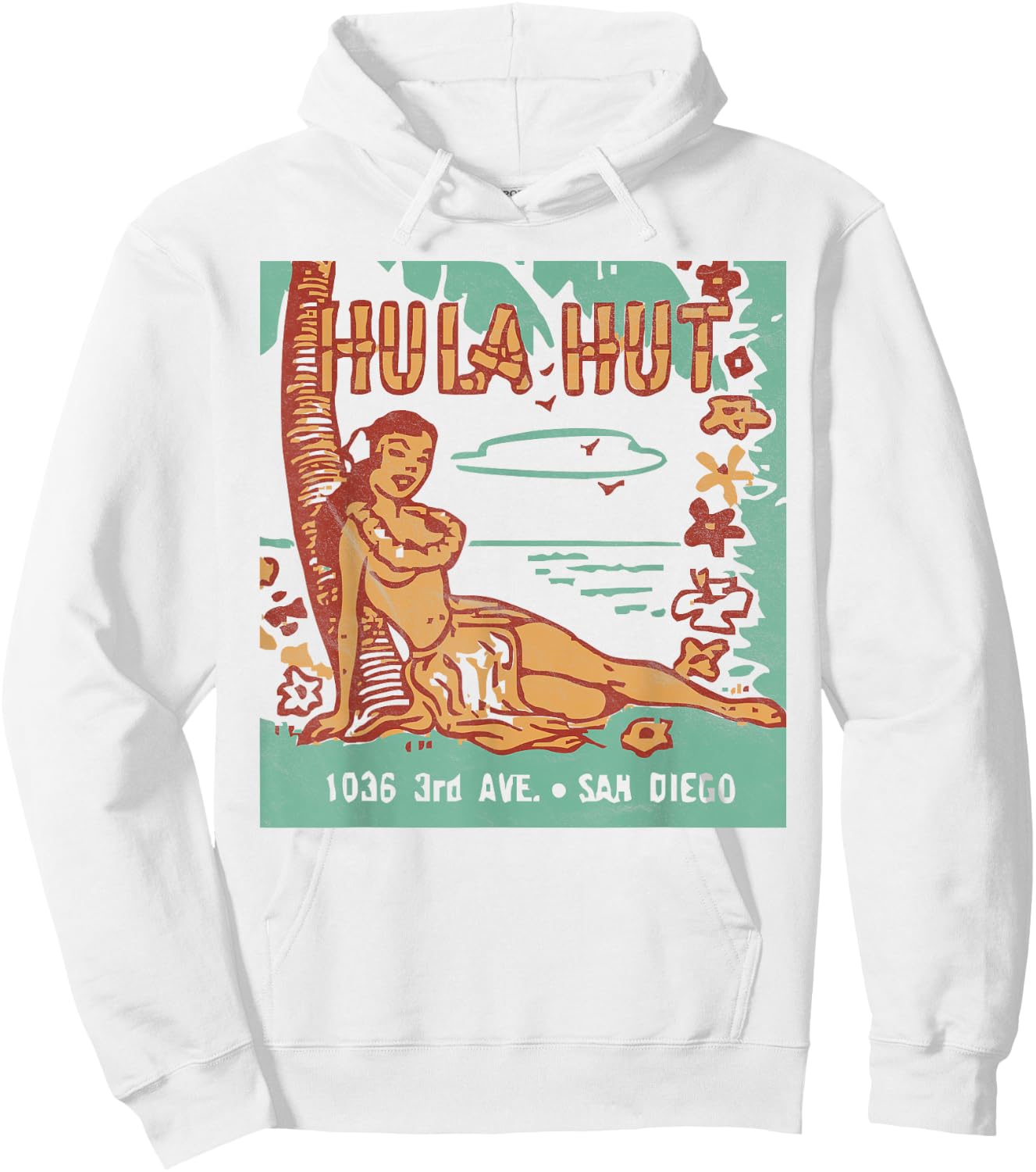 Hula Hut/Vintage Tiki Bar/Summer Vacation Hoodie - Hoodie | White