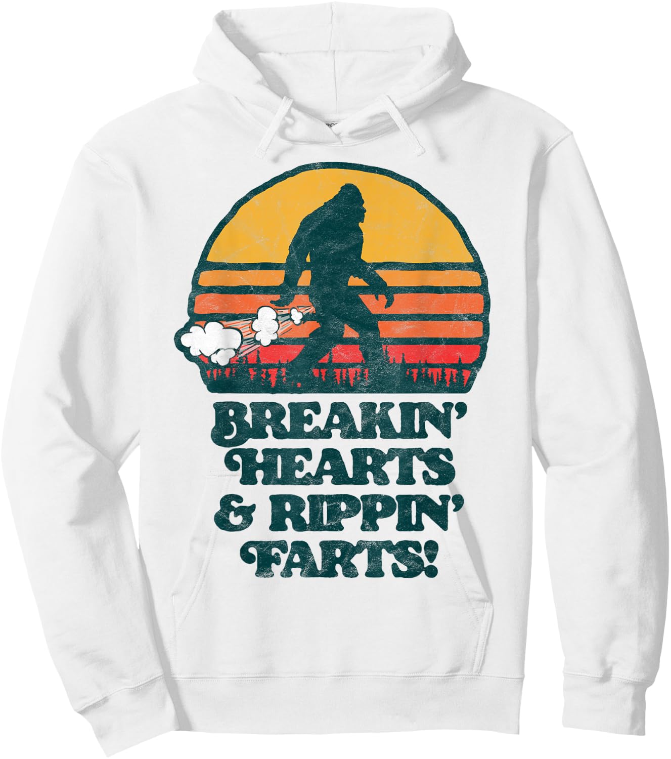 Sasquatch Breakin Hearts & Rippin Farts! Funny Bigfoot Sun Hoodie - Hoodie | White
