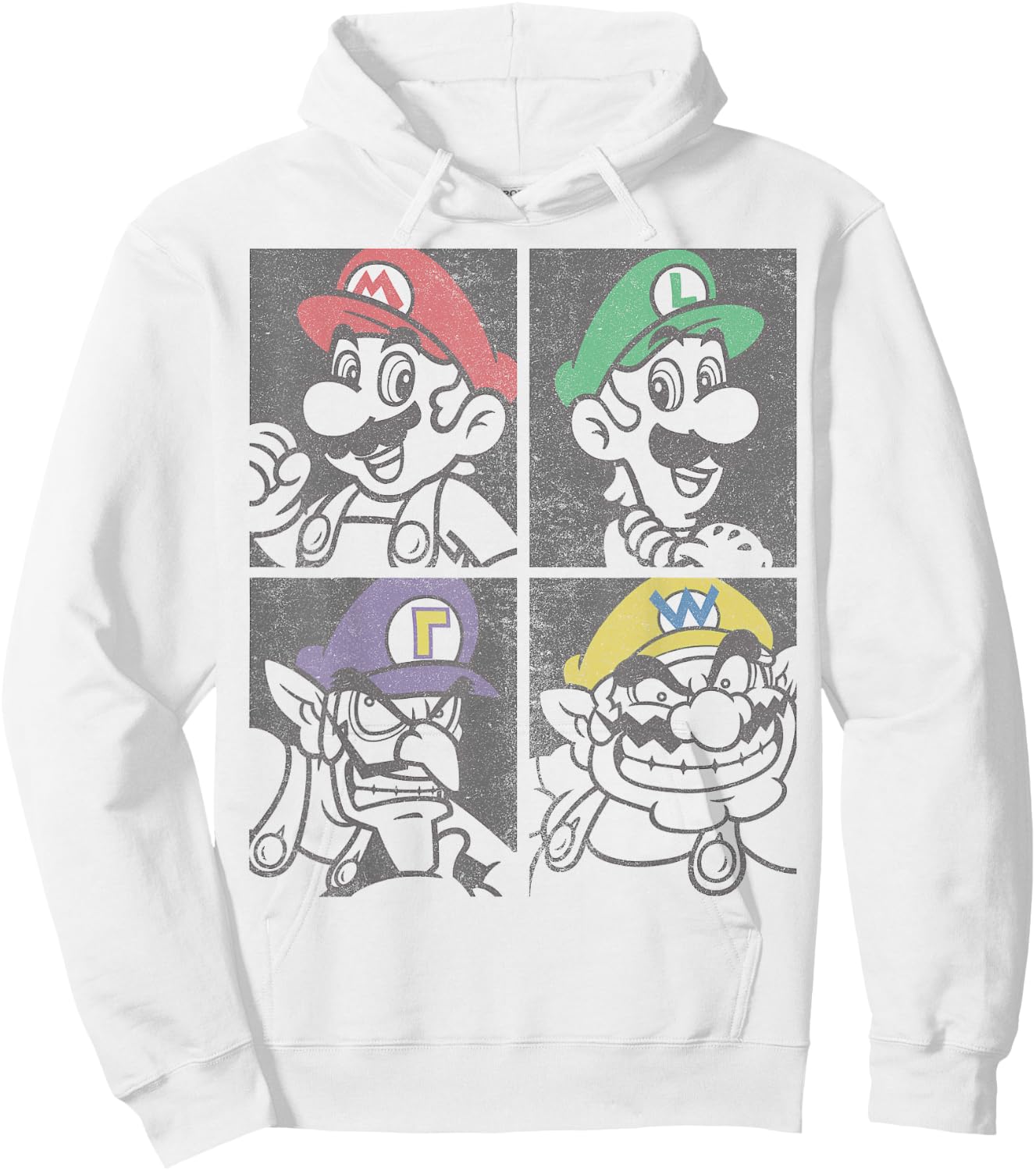Super Mario Mario Luigi Wario Waluigi Box Up Hoodie - Hoodie | White