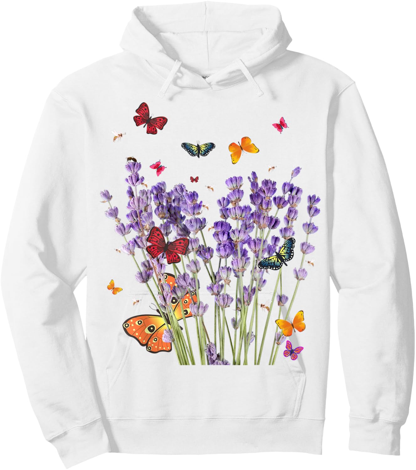 Beautiful Butterflies & Lavender . Vintage & Graphic. Hoodie - Hoodie | White