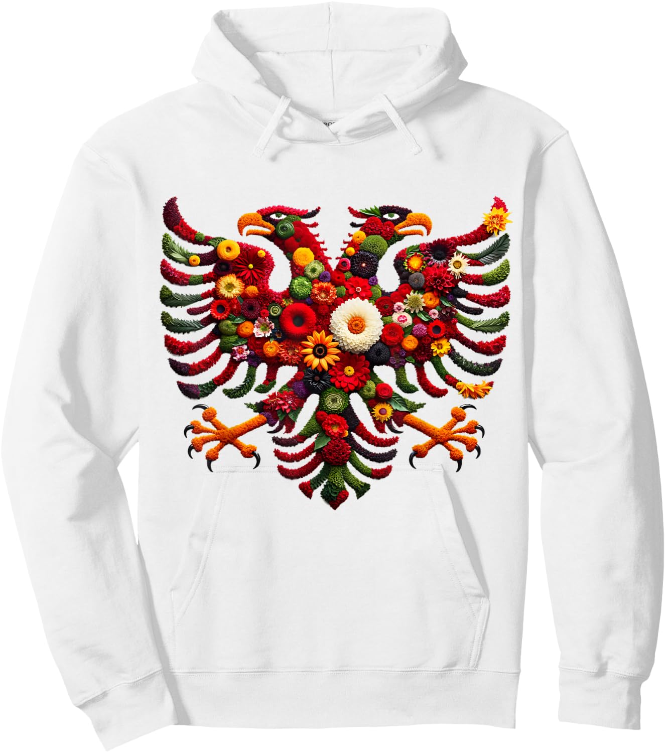 Albanian Flag Flower Eagle Double Red Albania Shqipe Kosovo Hoodie - Hoodie | White