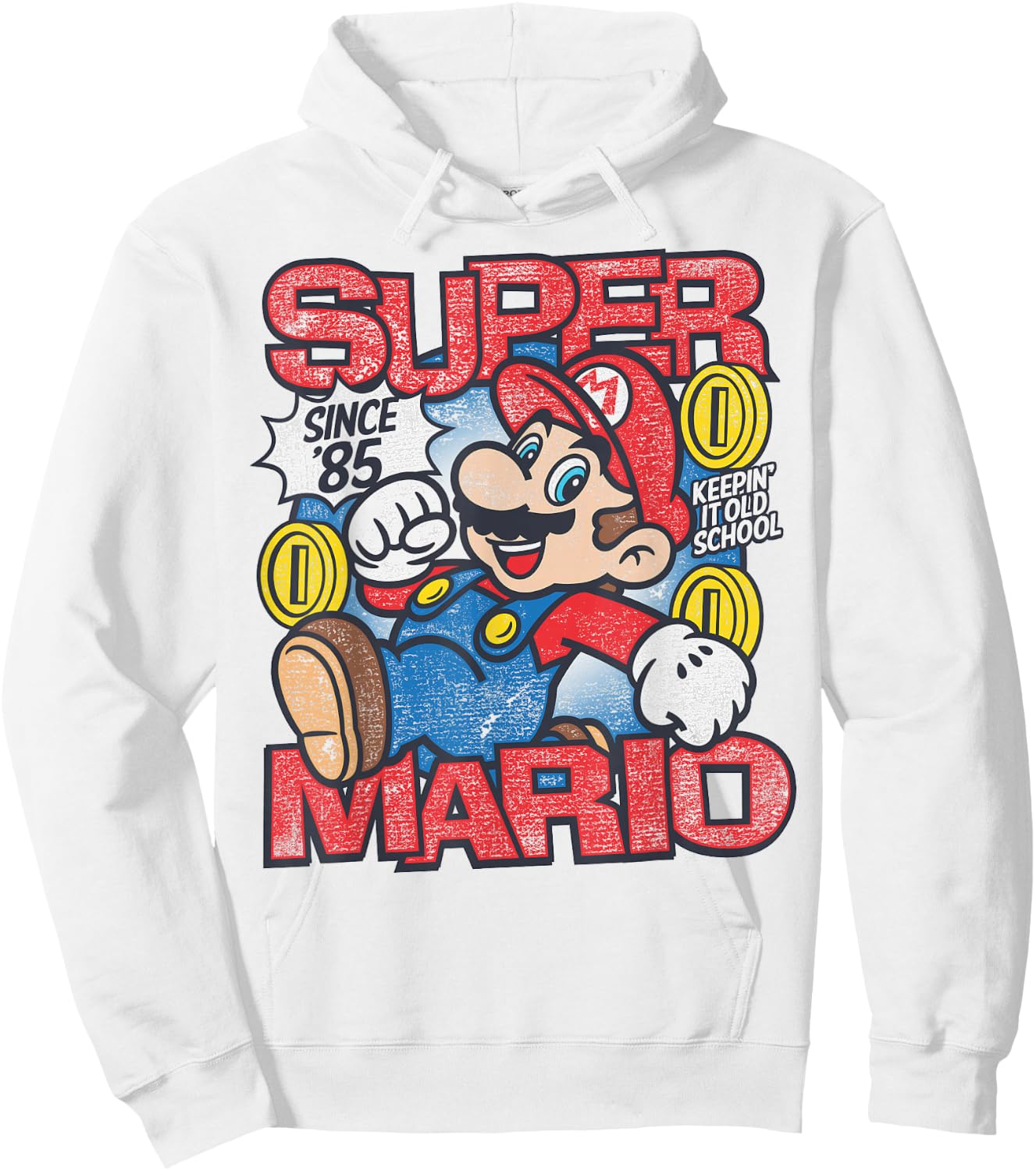 Super Mario Bros Mushroom Kingdom Since '85 Vintage Hoodie - Hoodie | White