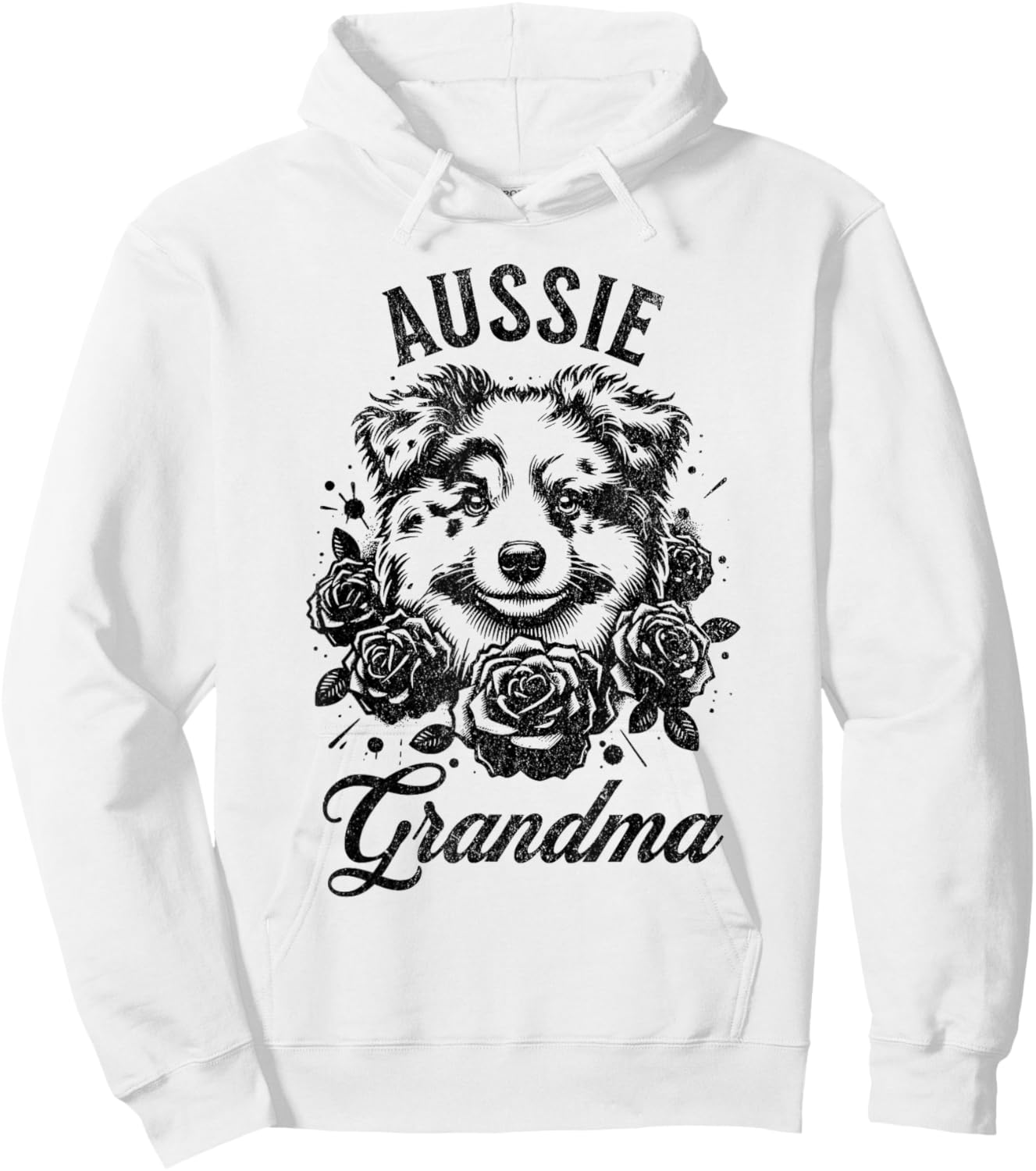 Aussie Light Red Merle Australian Shepherd Grandma Flowers Hoodie - Hoodie | White