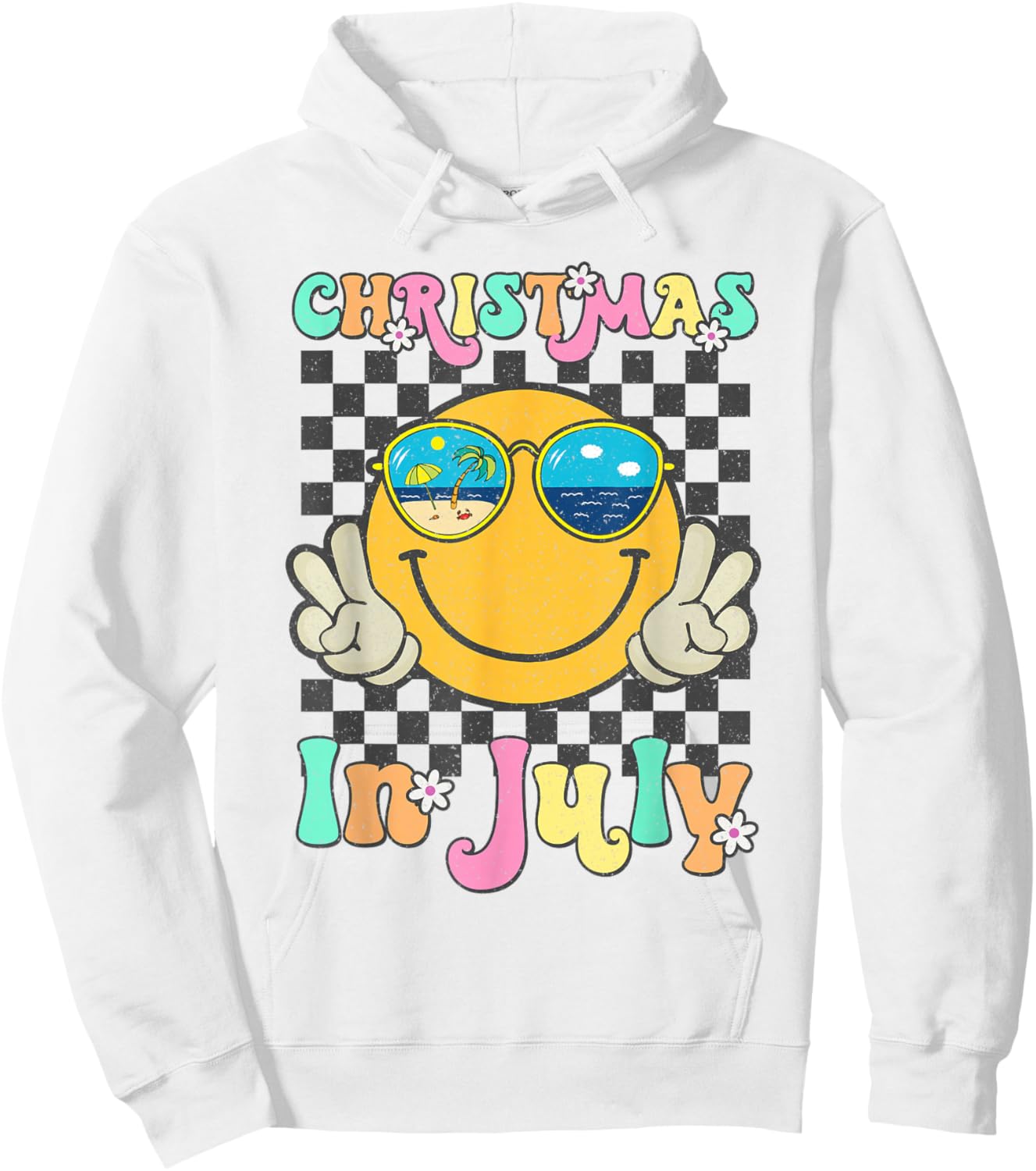 Christmas in July Smile Face Summer Beach Vacation Girl Kids Hoodie - Hoodie | White